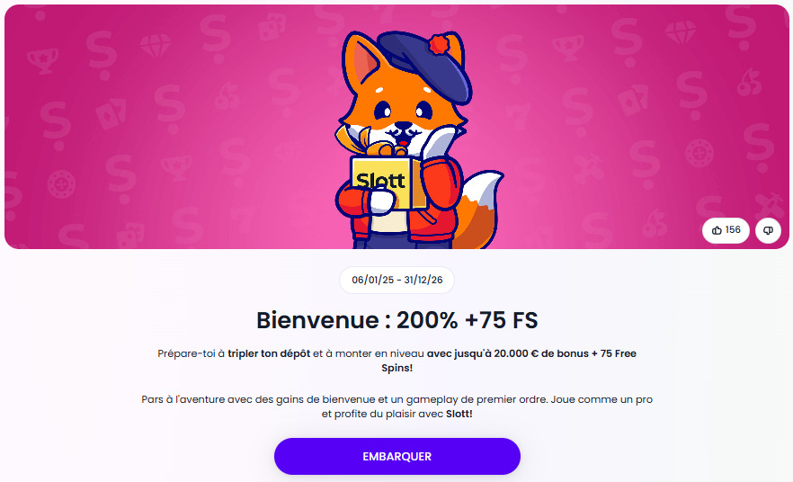 bonus bienvenue slott casino