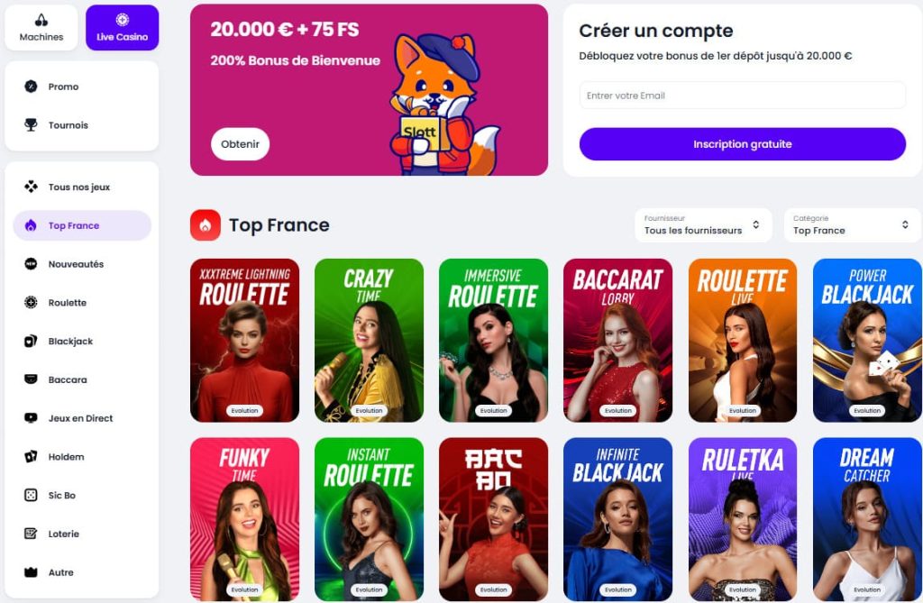 jeux live slott casino