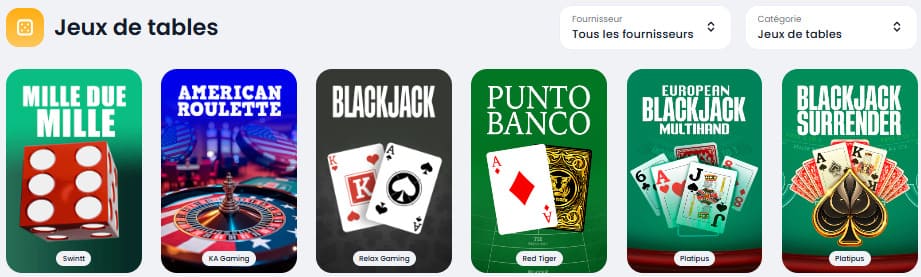 jeux table slott casino